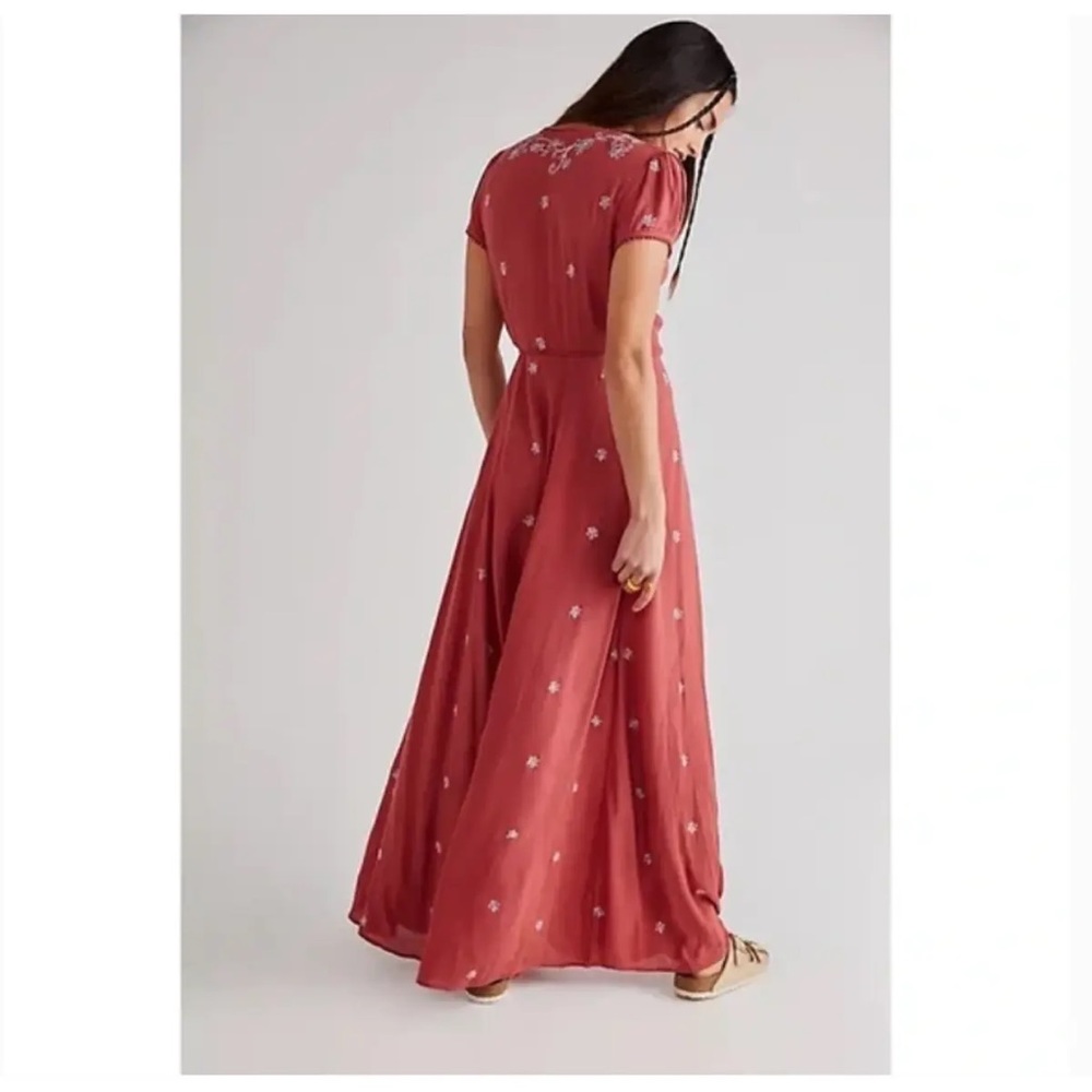 Free People | Mia Floral Embroidered Maxi Wrap Dress Size S - Picture 5 of 5